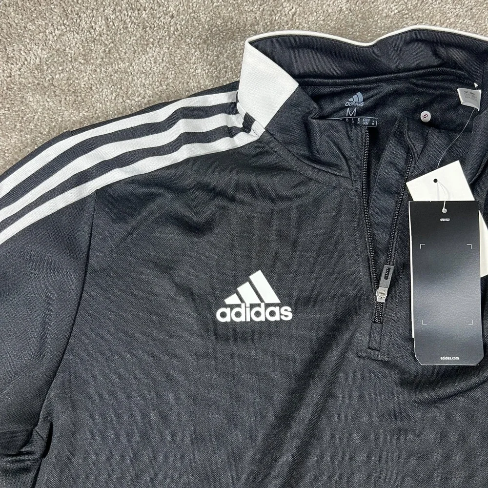 Adidas Mens Tiro 21 Training Top Black White Quarter Zip Pullover Medium NEW